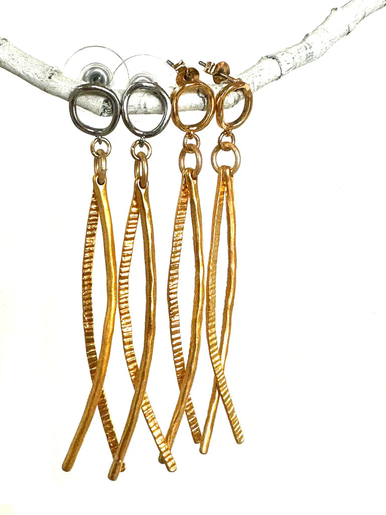 Gold double bar drop Earrings