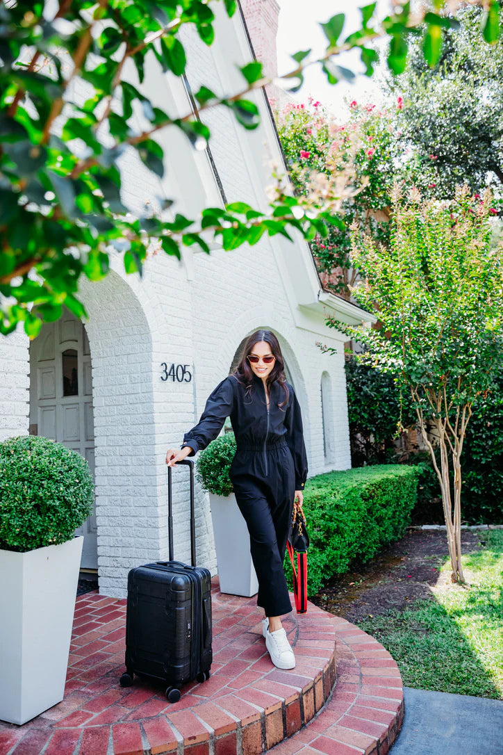 Solid zip performance jumpsuit