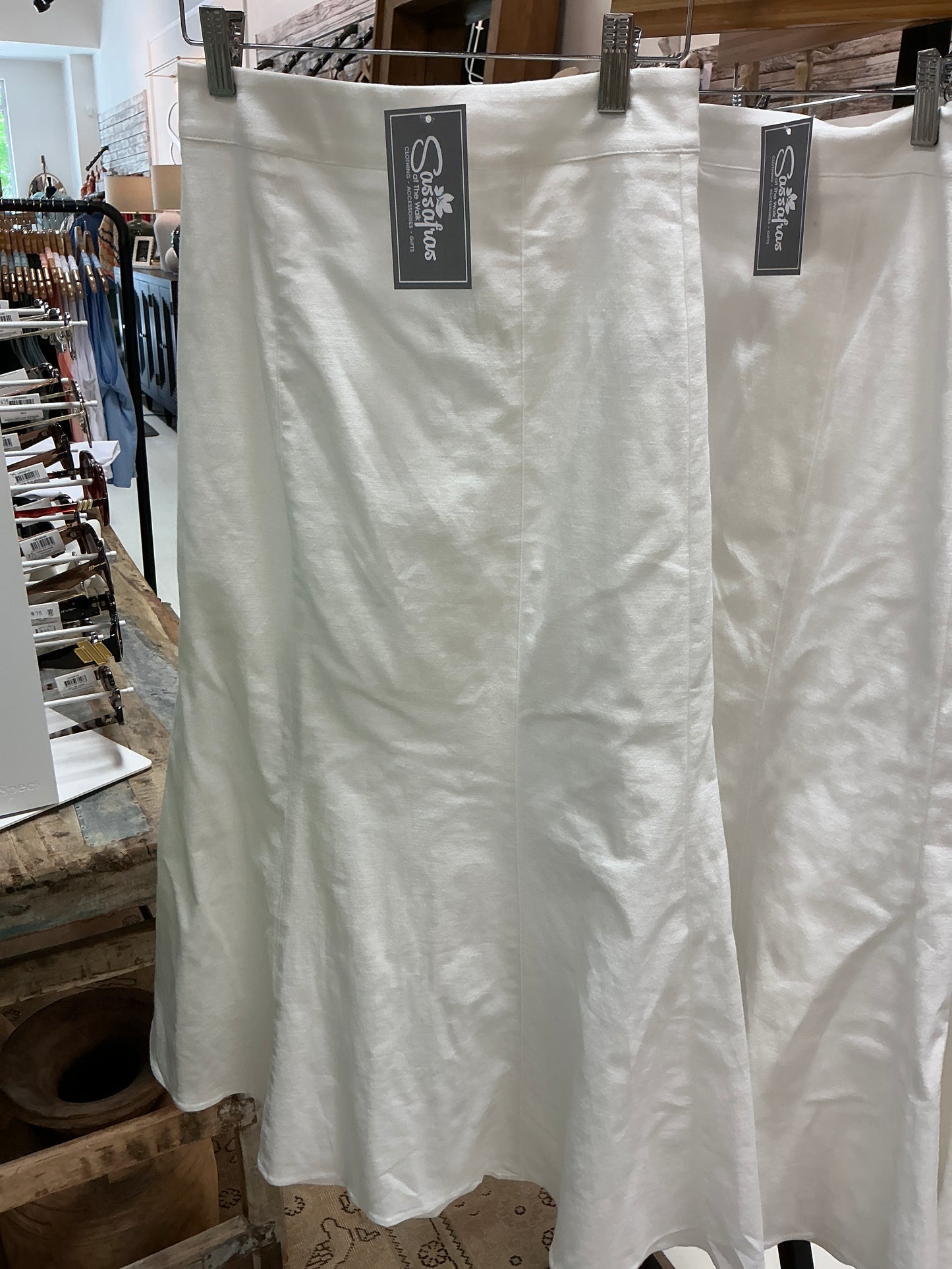 Fluted white gore skirt