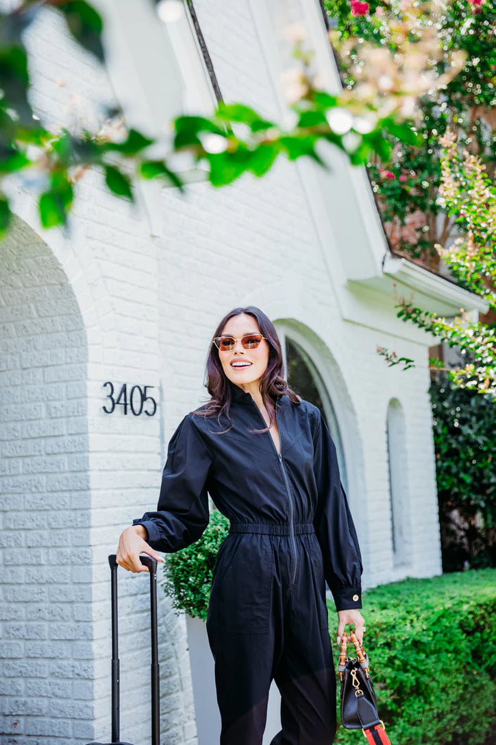 Solid zip performance jumpsuit