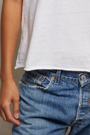 Slightly Oversized Boxy Crew/Raw Hem Tee