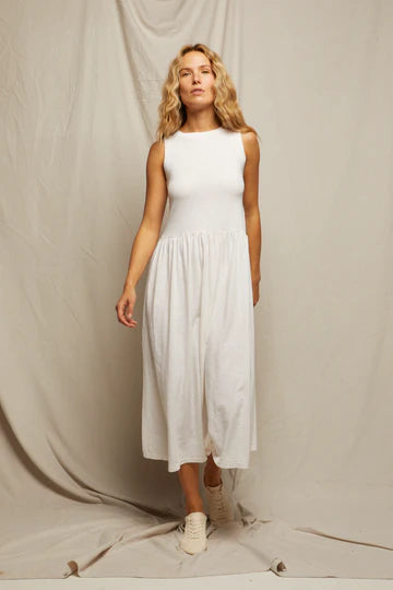 Slub jersey tiered dress