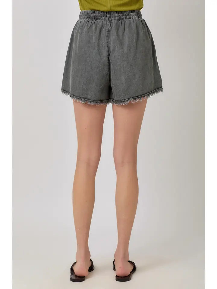 Frayed Detail Washed Shorts