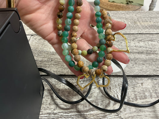 8 mm gemstone necklace with heart
