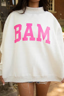 Reversible “MAHJ” & “BAHM” mock neck sweatshirt