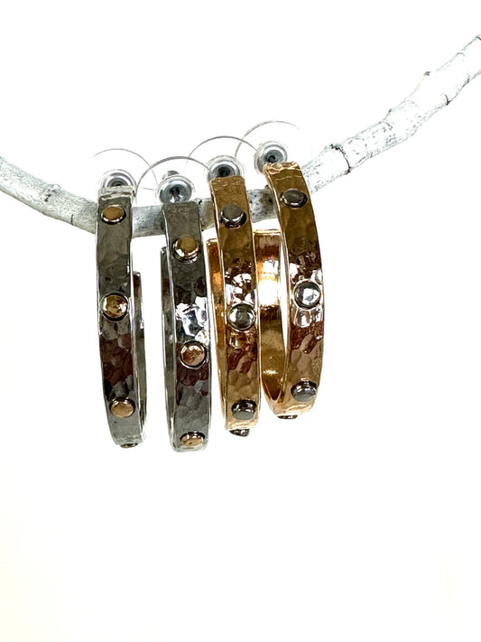 Silver/gold nailhead hoop  Earrings