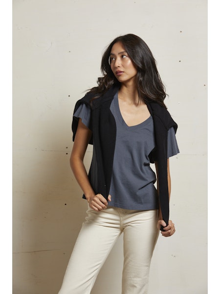 T69-hendrix - cotton short sleeve boxy v neck tee