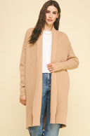 Waffle Textured Open Front Cardigan