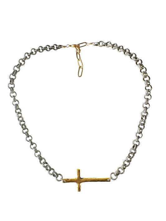 Chunky Sideways Cross Necklace