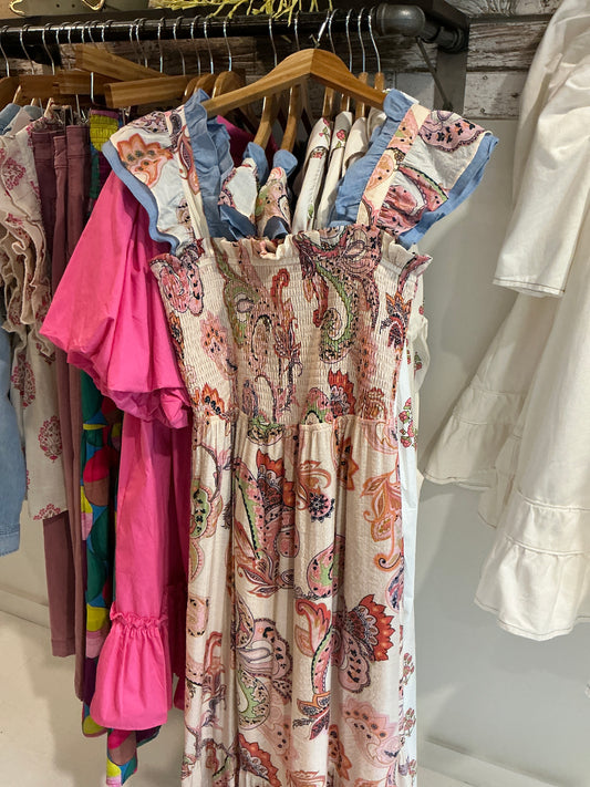 Flutter Sleeve Print Maxi Dress