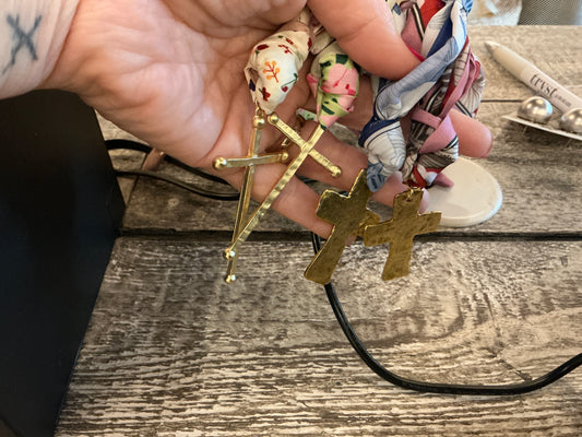 Scarf necklace with cross
