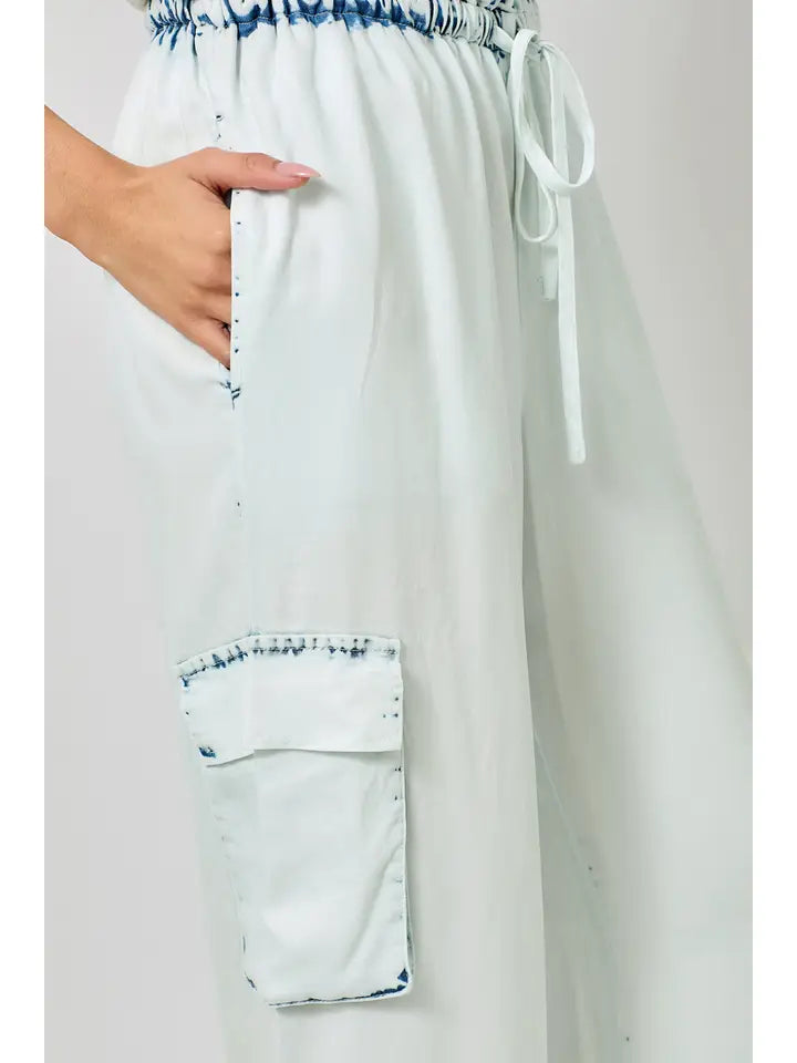 Tencel Wide Leg Cargo Pants