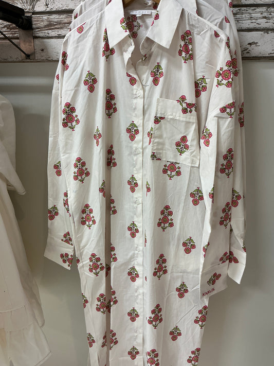 Digital Floral Shirt Dress Maxi