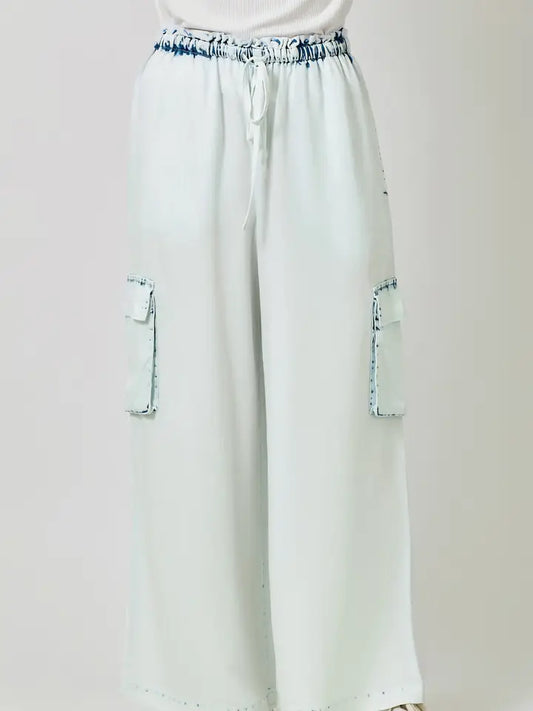 Tencel Wide Leg Cargo Pants