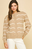 Tan Striped Button Down Cardigan