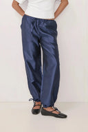 Navy Taffeta Drawstring Pants