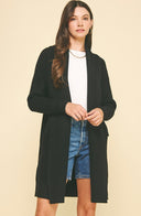 Waffle Textured Open Front Cardigan