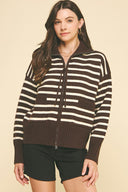 Striped Zip Up Sweater