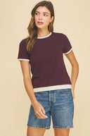 Maroon Double Layer Knit Top