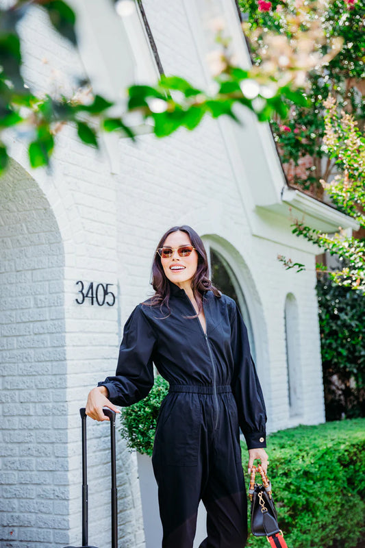 Solid zip performance jumpsuit