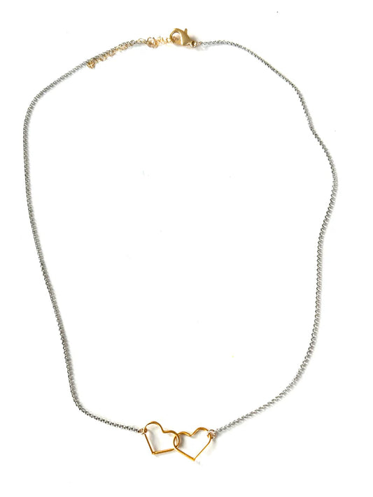 Double heart links Necklace
