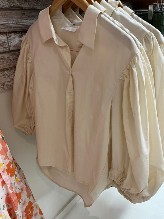 Solid Poplin Button Top