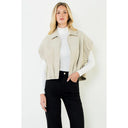 Sleeveless Faux Suede Zip Up Jacket