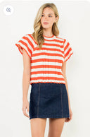 Short Sleeve Striped Knit Top