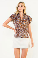 Flutter sleeve leopard top