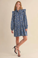 Teal Blue Floral Dress