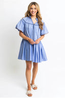Solid Vneck contract tier dress