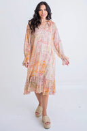 Paisley shift on Ruffle midi dress