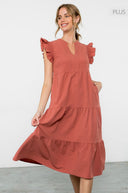 Ruffle sleeve tiered dress
