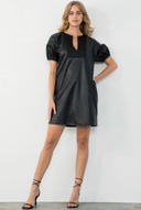 Short sleeve leather dress