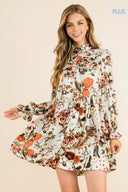 Floral print button up dress