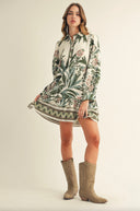 Long Puff Sleeve Floral Dress