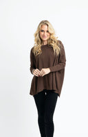 Solid Novelty Cashmere Blend Sweater Brown