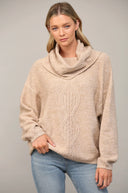 Latte Yarn Cowl Neck Sweater