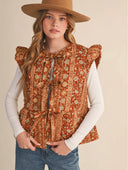 Brick Multi Floral Orange Vest