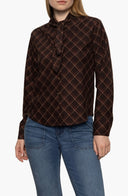 Autumn Plaid Blouse with Scarf