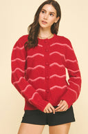 Red Striped Button Down Cardigan