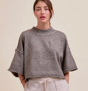 Charcoal Brown Short Sleeve Sweater