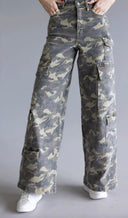 Nori high rise super wide leg camo