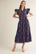 Floral Stamp Pattern Dress