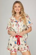Dog Pajama Set with Piping Detail