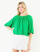 Short Sleeve Flowy Top in Green
