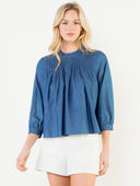 Long Sleeve Denim Flowy Top