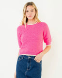 THML Pink Short Sleeve Knitted Top