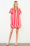 THML Pink Stripe Short Sleeve Dress