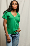 Perfect White Tee cotton SS boxy Vneck tee grass